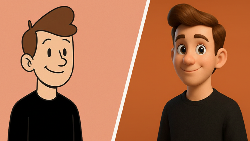 A 3D character model being animated in software